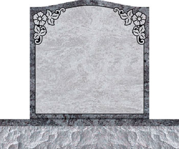Individual Upright Headstones - Dogwood Flowers in Top Panel
