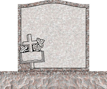 Individual Upright Headstones - Cross Bible and Rose