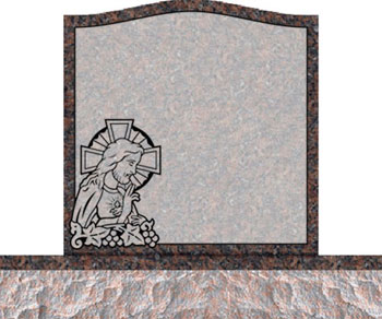 Individual Upright Headstones - Jesus with Cross and Grapes