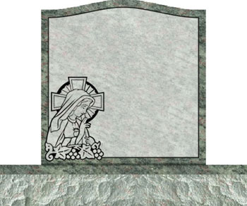 Individual Upright Headstones - Mary with Cross and Grapes