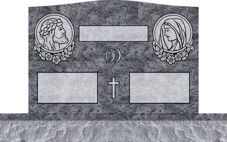 Companion Upright Headstones - Jesus and Mary with Dogwood Panel