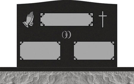 Companion Upright Headstones - Praying Hand and Cross with Fancy Panel