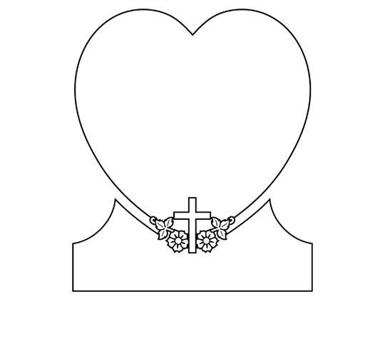 Single Heart Headstones - Cross with Dogwood