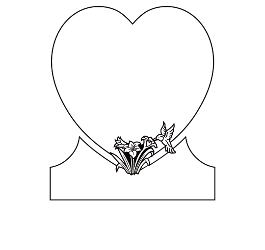 Single Heart Headstones - Hummingbird with Wild Lily