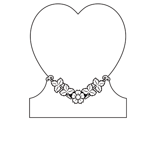 Single Heart Headstones - Single Dogwood with Leaves