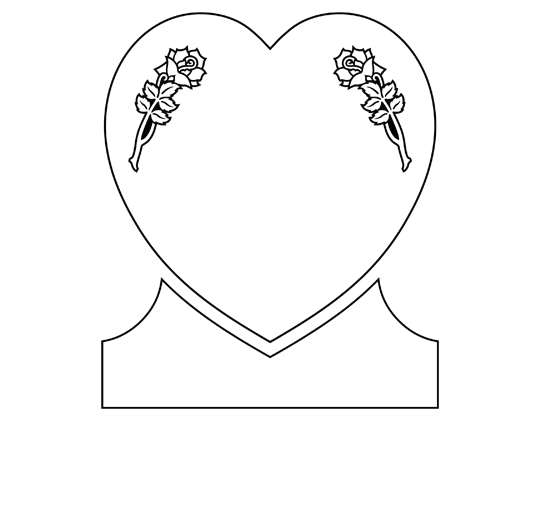 Single Heart Headstones - Rose in Double Side
