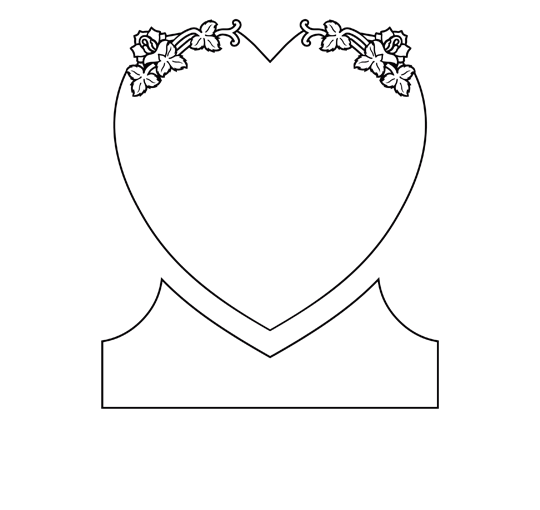 Single Heart Headstones - Top side Roses