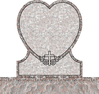 Single Heart Headstones - Cross with Dogwood