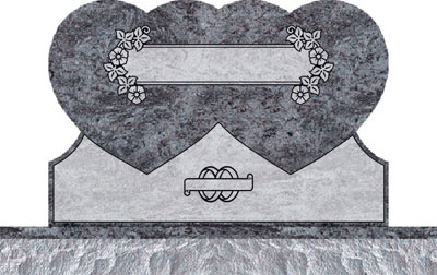 Double Heart Headstones - Dogwood with Attached Panel