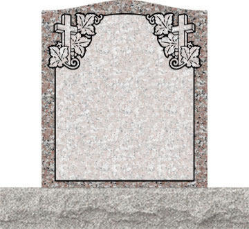 Small Upright Headstones - Cross with Grape Leaves